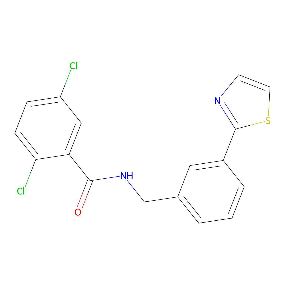2,5-dichloro-N-(3-(thiazol-2-yl)benzyl)benzamide molecular structure, CAS 1421441-99-7
