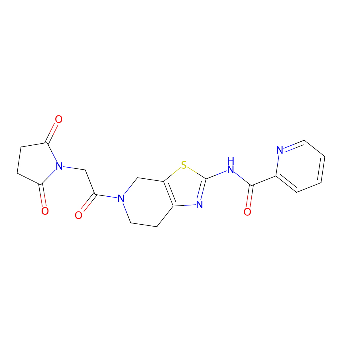 N-(5-(2-(2,5-dioxopyrrolidin-1-yl)acetyl)-4,5,6,7-tetrahydrothiazolo[5,4-c]pyridin-2-yl)picolinamide molecular structure, CAS 1421442-01-4