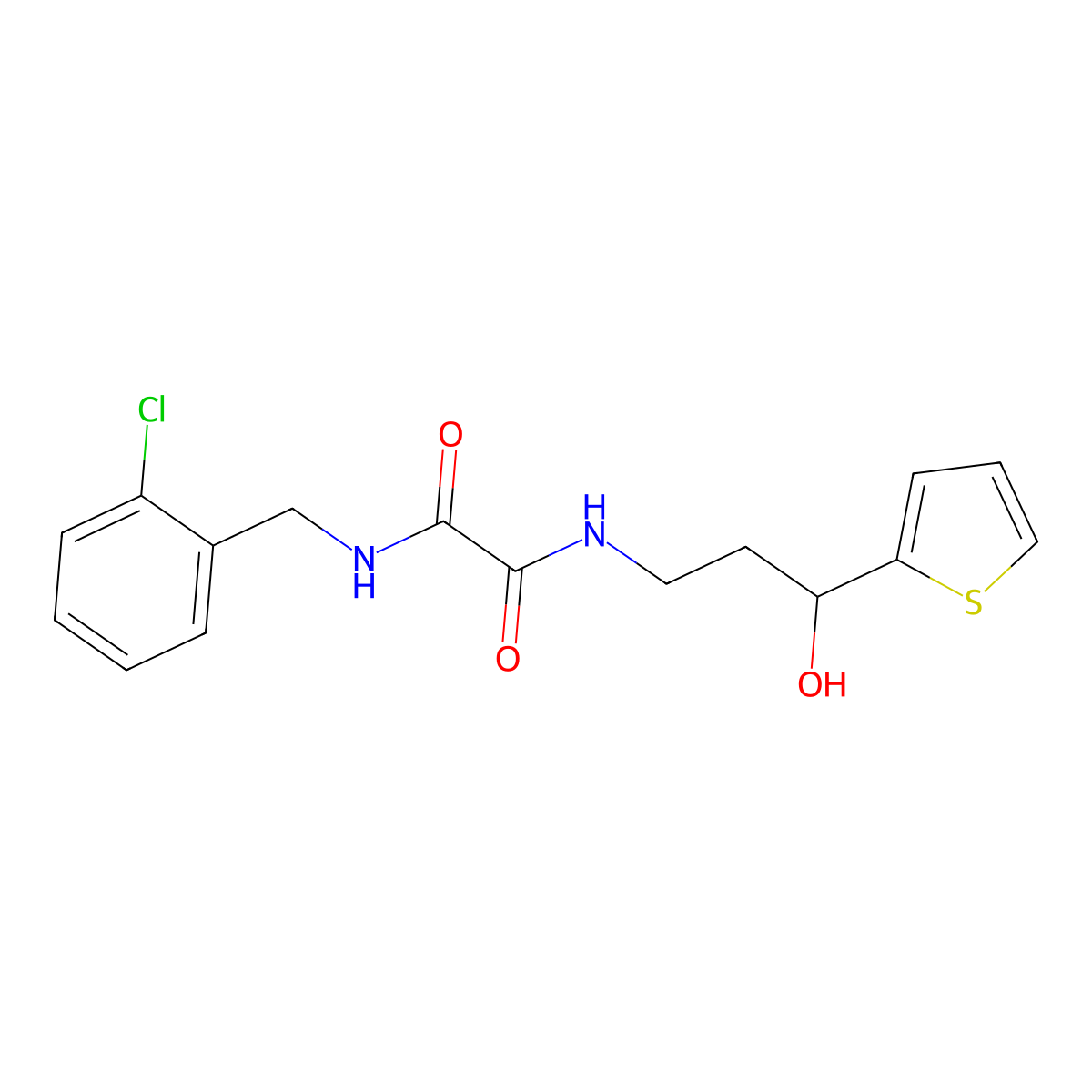 N1-(2-chlorobenzyl)-N2-(3-hydroxy-3-(thiophen-2-yl)propyl)oxalamide molecular structure, CAS 1421442-04-7