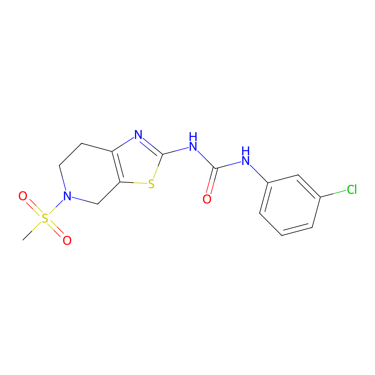 1-(3-Chlorophenyl)-3-(5-(methylsulfonyl)-4,5,6,7-tetrahydrothiazolo[5,4-c]pyridin-2-yl)urea molecular structure, CAS 1421442-15-0