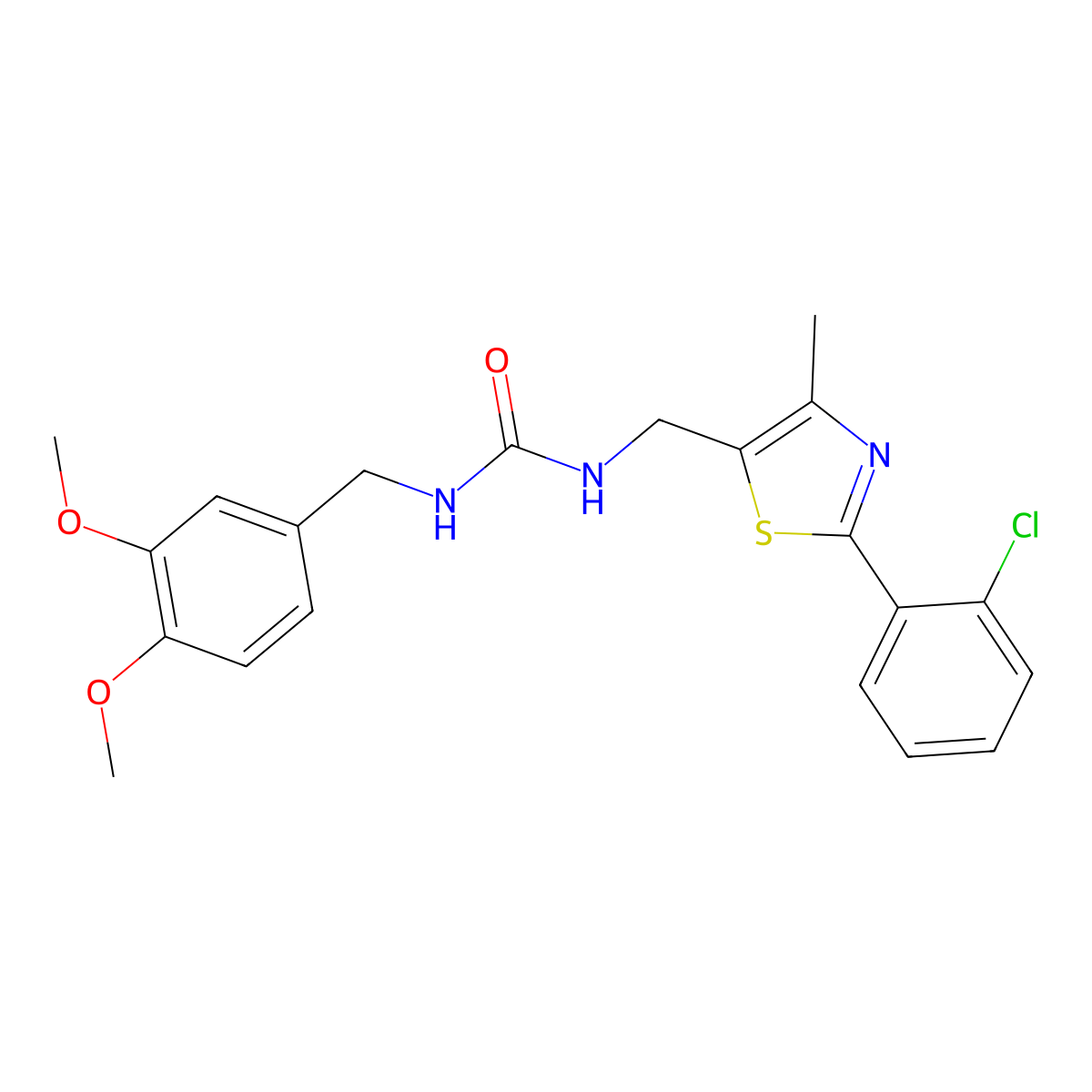 1-((2-(2-Chlorophenyl)-4-methylthiazol-5-yl)methyl)-3-(3,4-dimethoxybenzyl)urea molecular structure, CAS 1421442-17-2