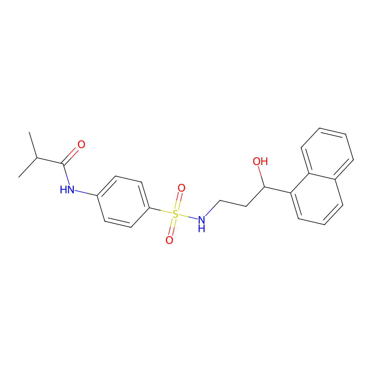 N-(4-(N-(3-hydroxy-3-(naphthalen-1-yl)propyl)sulfamoyl)phenyl)isobutyramide molecular structure, CAS 1421442-35-4