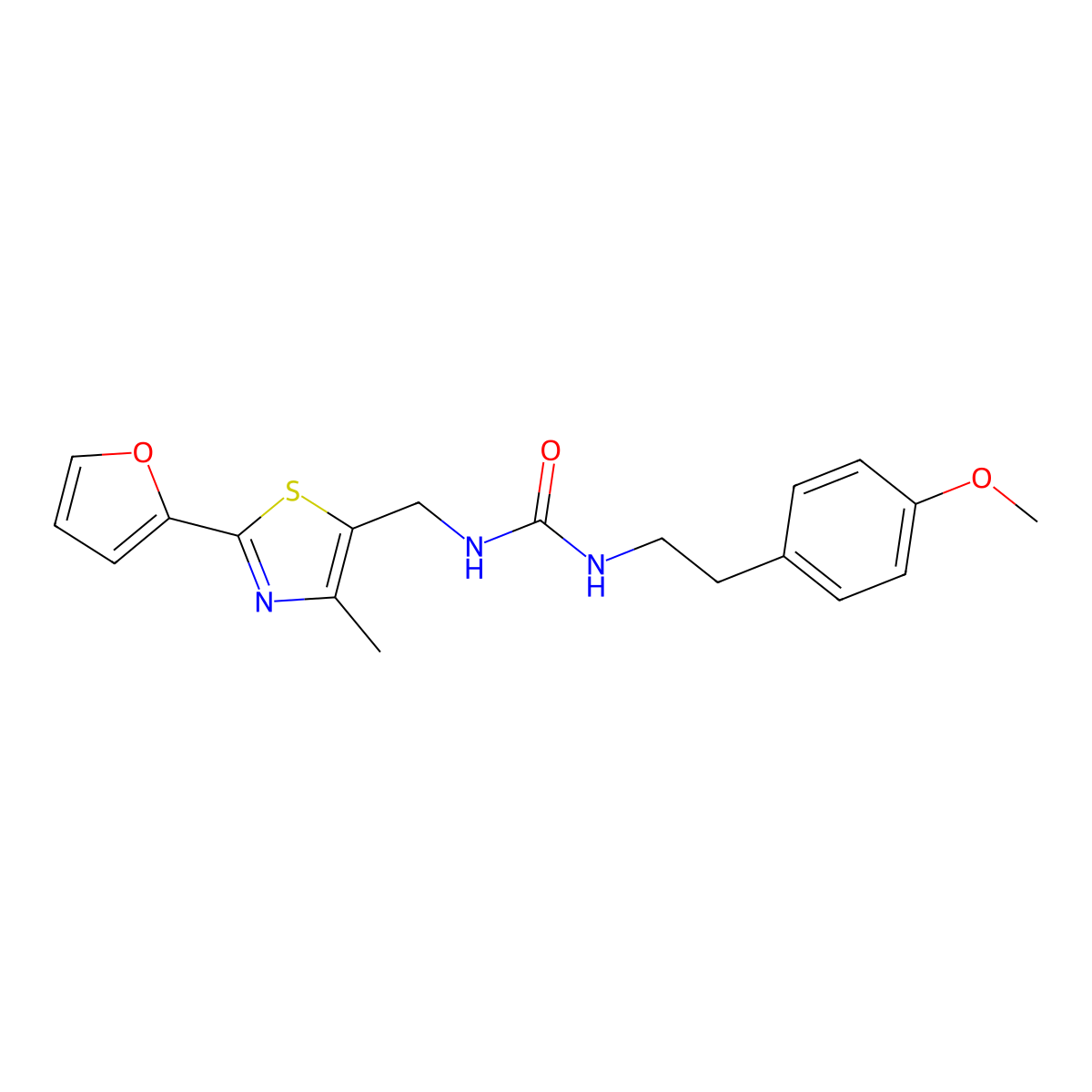 3-{[2-(Furan-2-YL)-4-methyl-1,3-thiazol-5-YL]methyl}-1-[2-(4-methoxyphenyl)ethyl]urea molecular structure, CAS 1421442-36-5