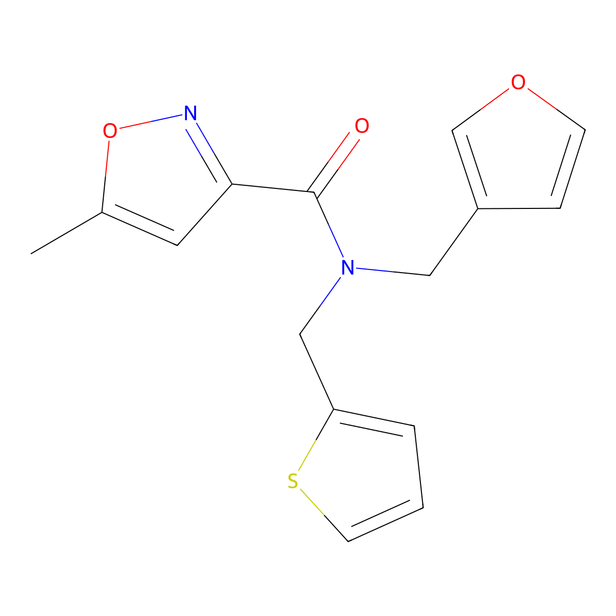 N-(furan-3-ylmethyl)-5-methyl-N-(thiophen-2-ylmethyl)isoxazole-3-carboxamide molecular structure, CAS 1421442-43-4