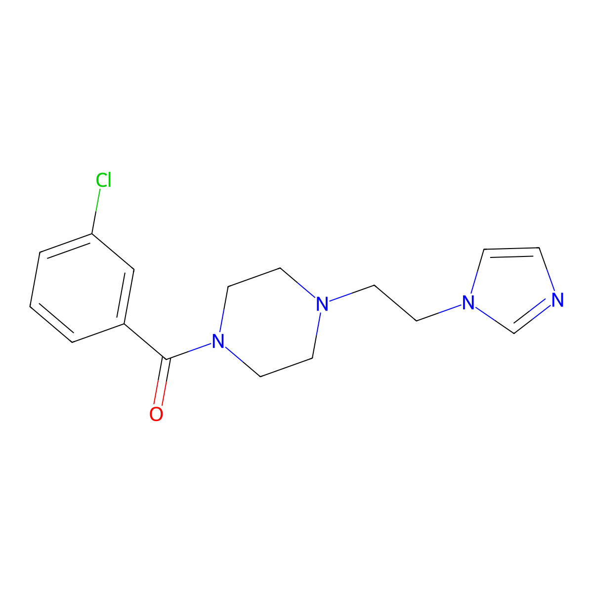 (4-(2-(1H-imidazol-1-yl)ethyl)piperazin-1-yl)(3-chlorophenyl)methanone molecular structure, CAS 1421442-45-6