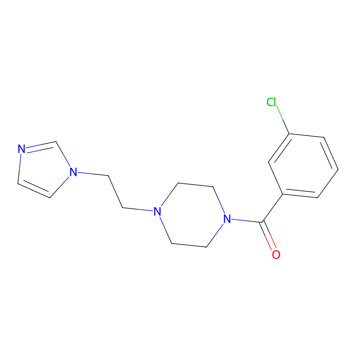 (4-(2-(1H-imidazol-1-yl)ethyl)piperazin-1-yl)(3-chlorophenyl)methanone molecular structure, CAS 1421442-45-6