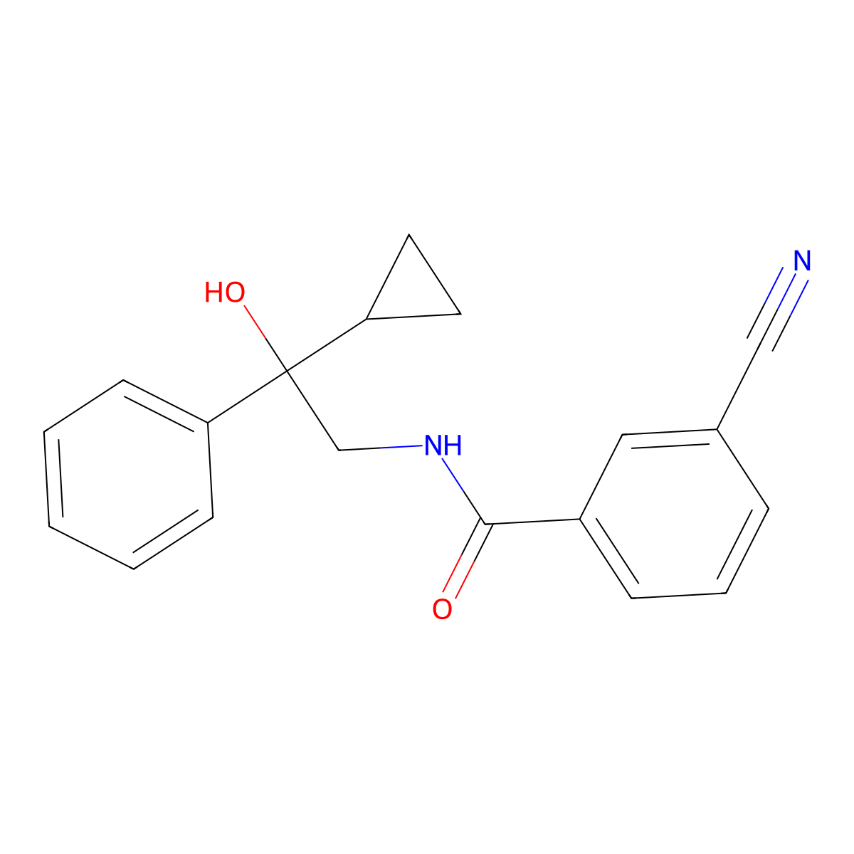 3-cyano-N-(2-cyclopropyl-2-hydroxy-2-phenylethyl)benzamide molecular structure, CAS 1421442-53-6