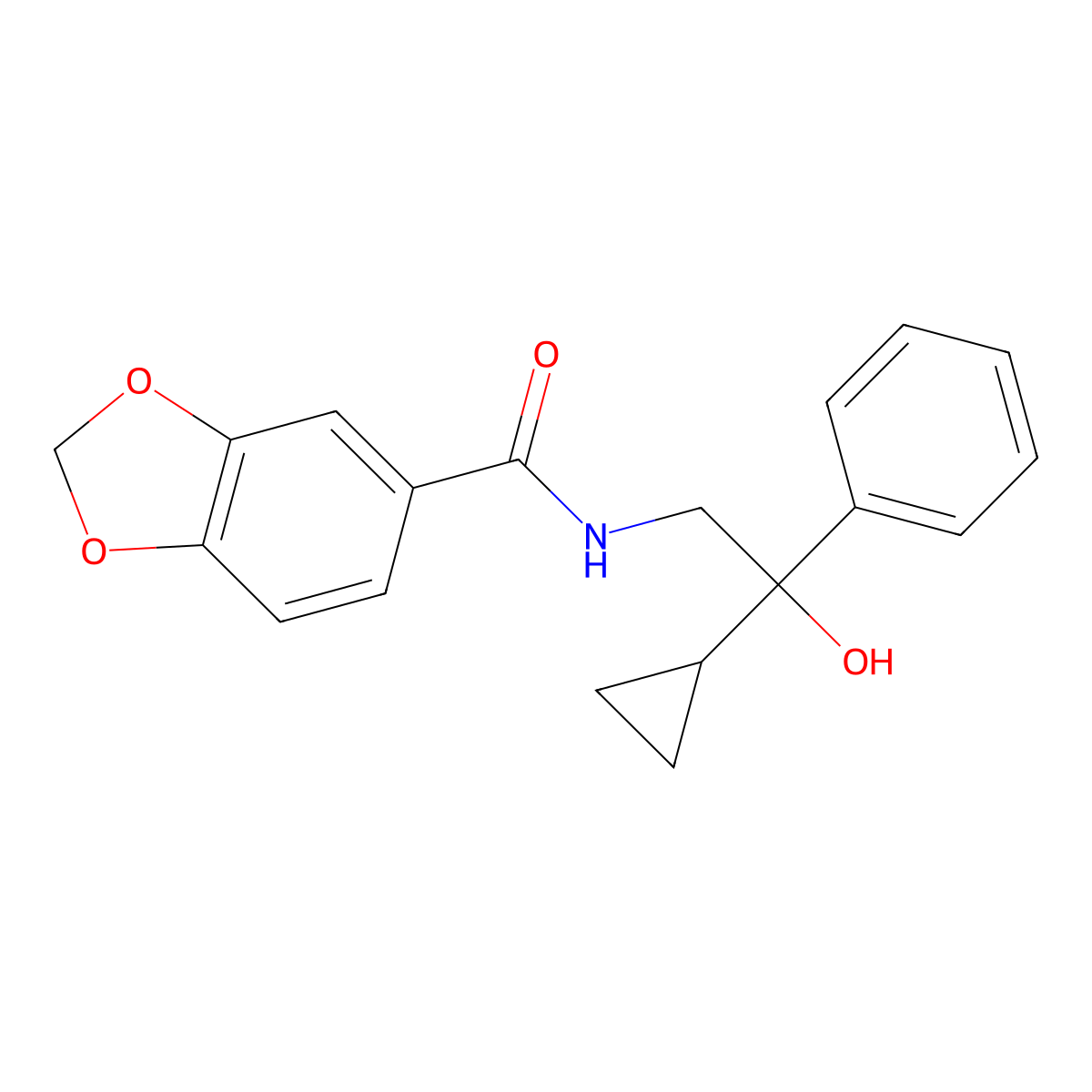 N-(2-cyclopropyl-2-hydroxy-2-phenylethyl)benzo[d][1,3]dioxole-5-carboxamide molecular structure, CAS 1421442-61-6