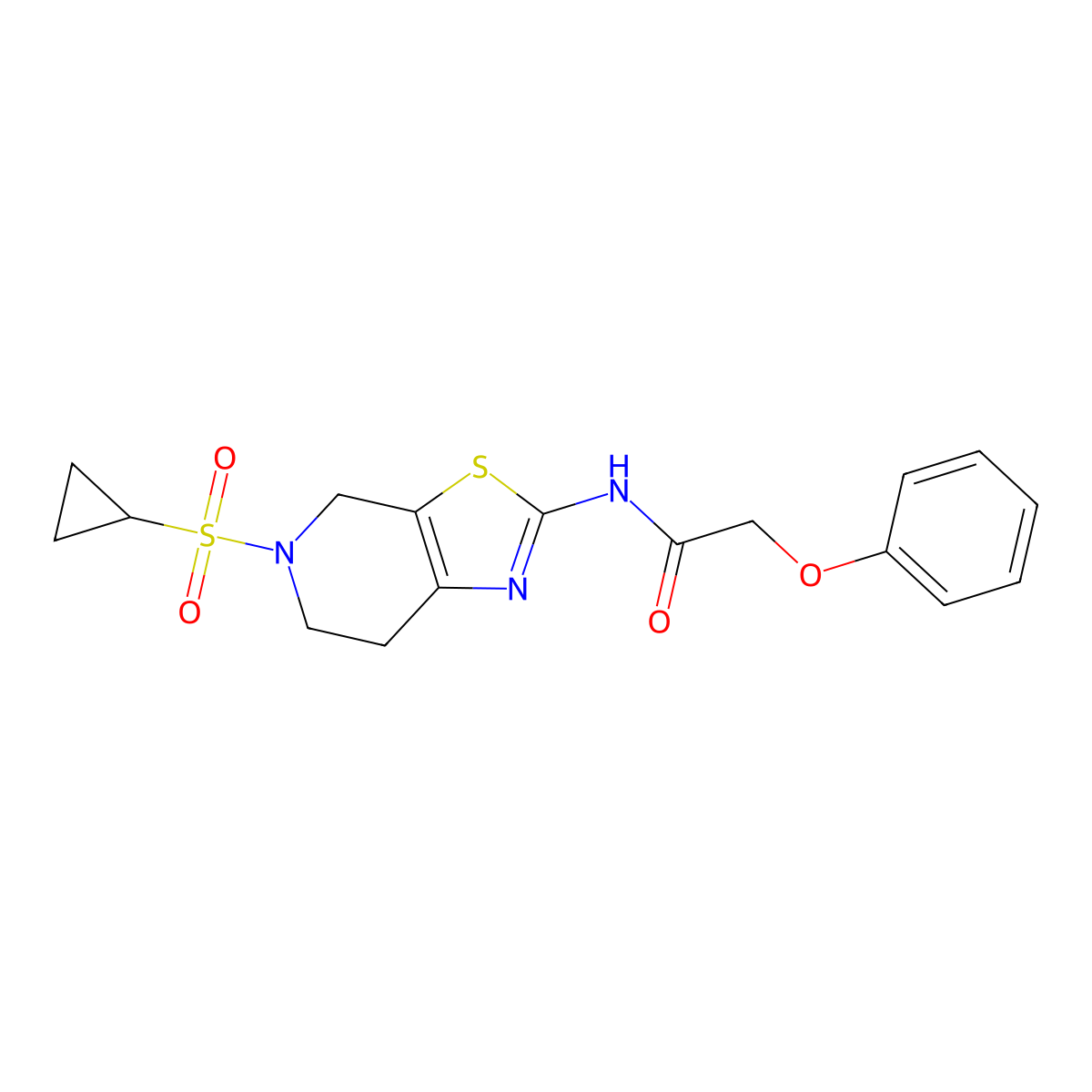 N-(5-(cyclopropylsulfonyl)-4,5,6,7-tetrahydrothiazolo[5,4-c]pyridin-2-yl)-2-phenoxyacetamide molecular structure, CAS 1421442-65-0