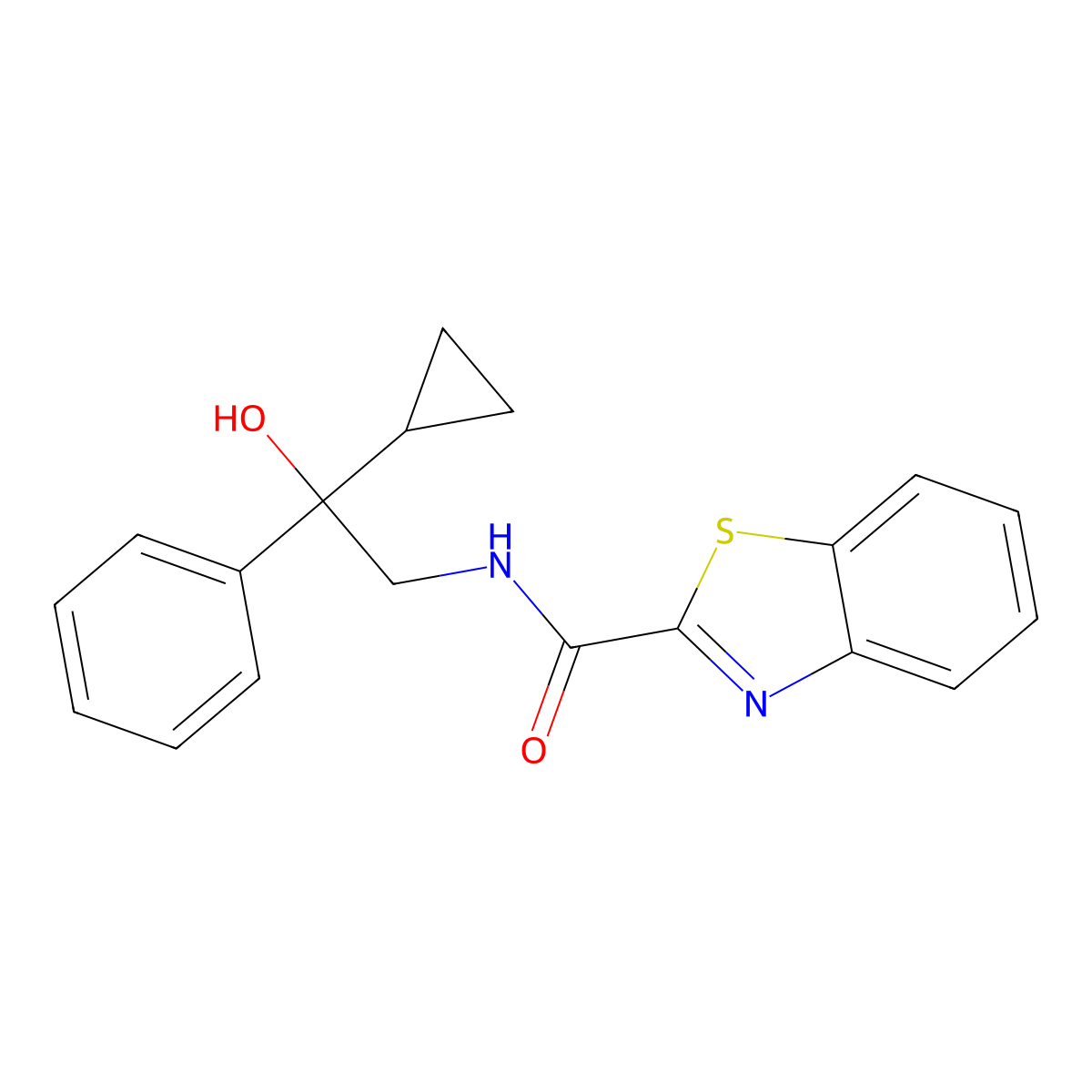 N-(2-cyclopropyl-2-hydroxy-2-phenylethyl)benzo[d]thiazole-2-carboxamide molecular structure, CAS 1421442-69-4
