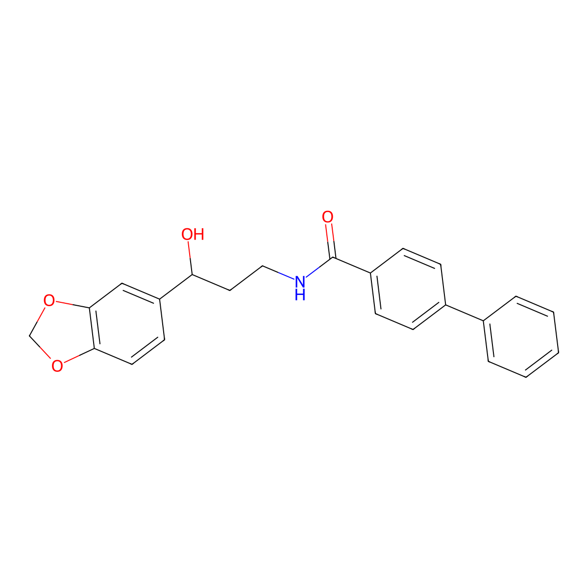 N-(3-(benzo[d][1,3]dioxol-5-yl)-3-hydroxypropyl)-[1,1'-biphenyl]-4-carboxamide molecular structure, CAS 1421442-87-6