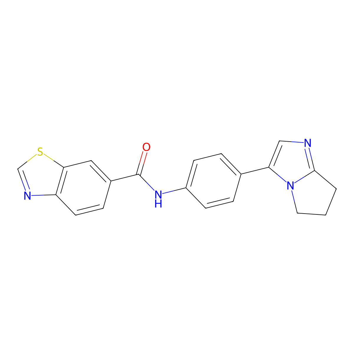 N-(4-(6,7-dihydro-5H-pyrrolo[1,2-a]imidazol-3-yl)phenyl)benzo[d]thiazole-6-carboxamide molecular structure, CAS 1421442-92-3