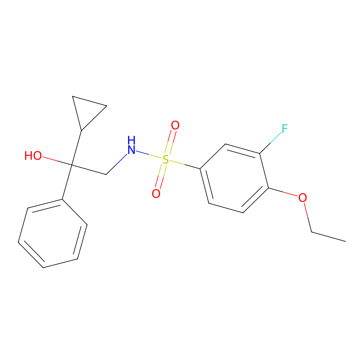 N-(2-cyclopropyl-2-hydroxy-2-phenylethyl)-4-ethoxy-3-fluorobenzenesulfonamide molecular structure, CAS 1421442-93-4