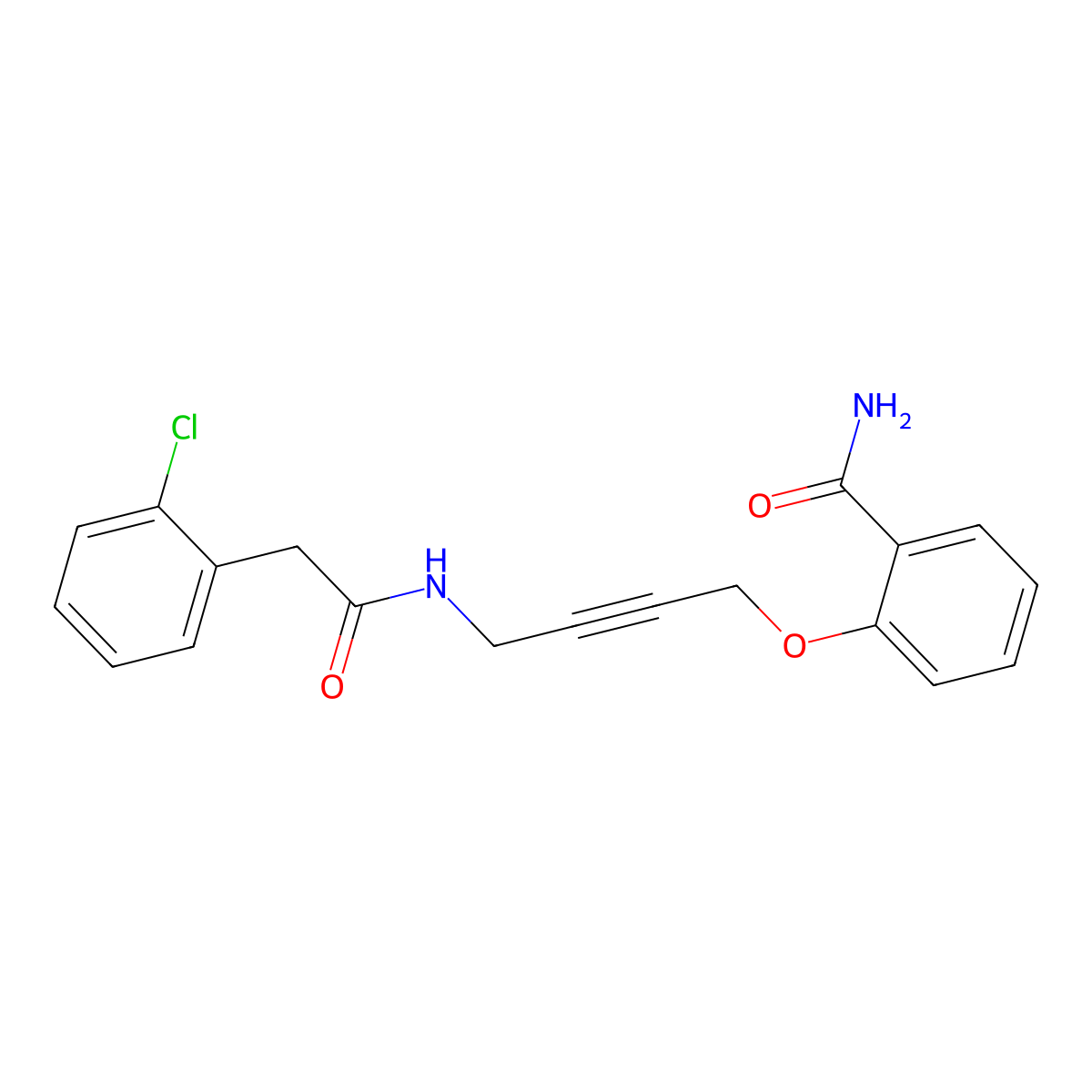 2-((4-(2-(2-Chlorophenyl)acetamido)but-2-yn-1-yl)oxy)benzamide molecular structure, CAS 1421442-94-5