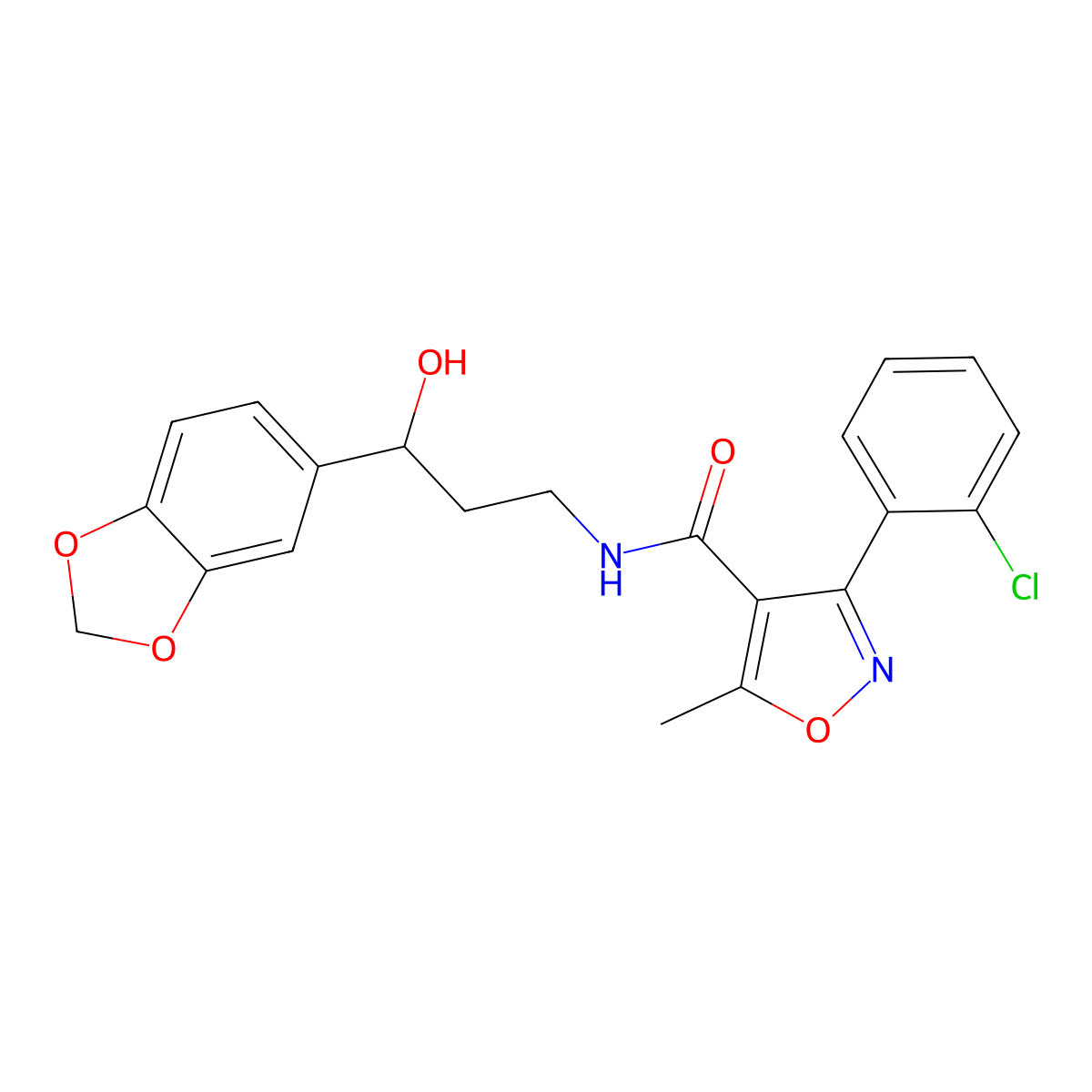 N-(3-(benzo[d][1,3]dioxol-5-yl)-3-hydroxypropyl)-3-(2-chlorophenyl)-5-methylisoxazole-4-carboxamide molecular structure, CAS 1421442-99-0
