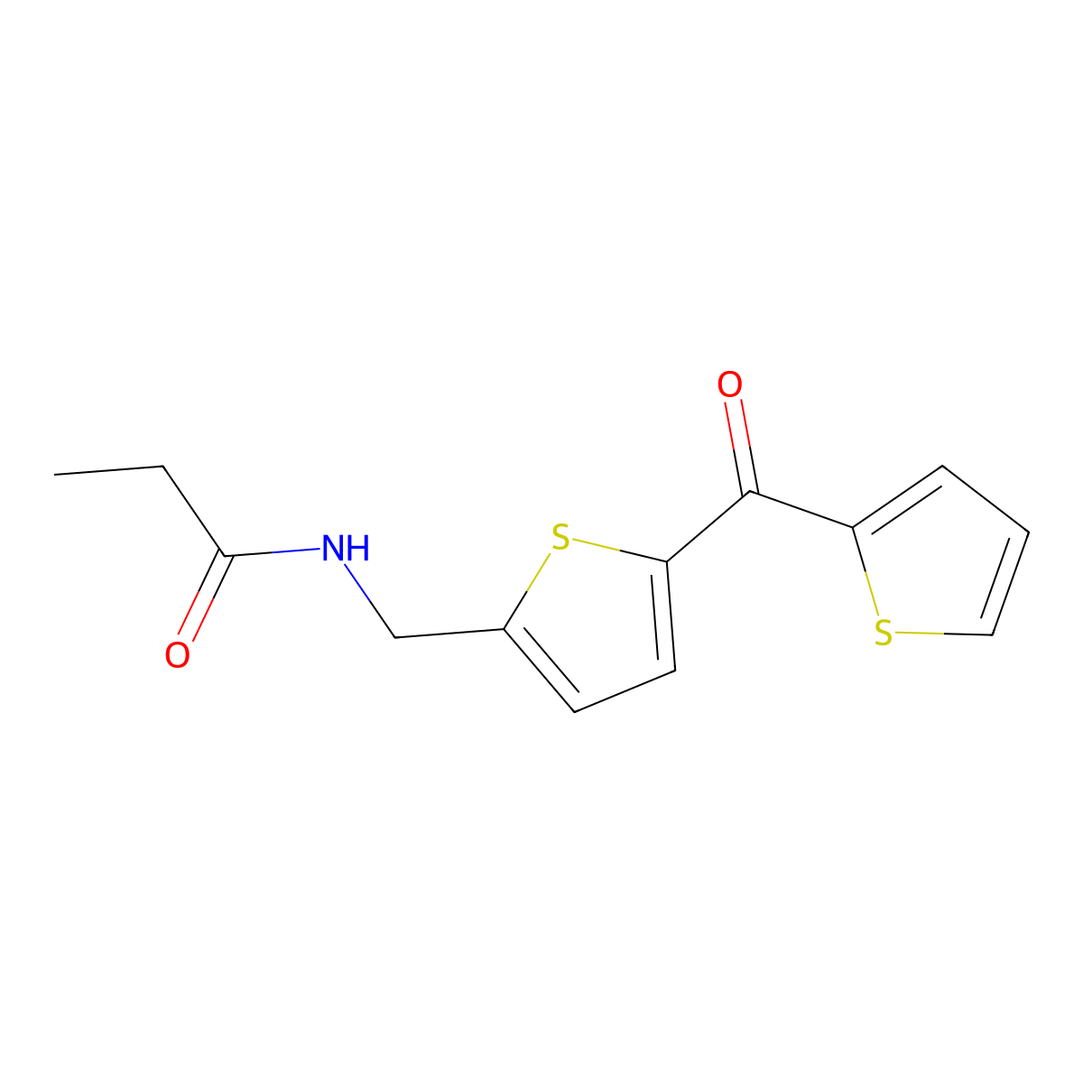 N-((5-(thiophene-2-carbonyl)thiophen-2-yl)methyl)propionamide molecular structure, CAS 1421443-04-0