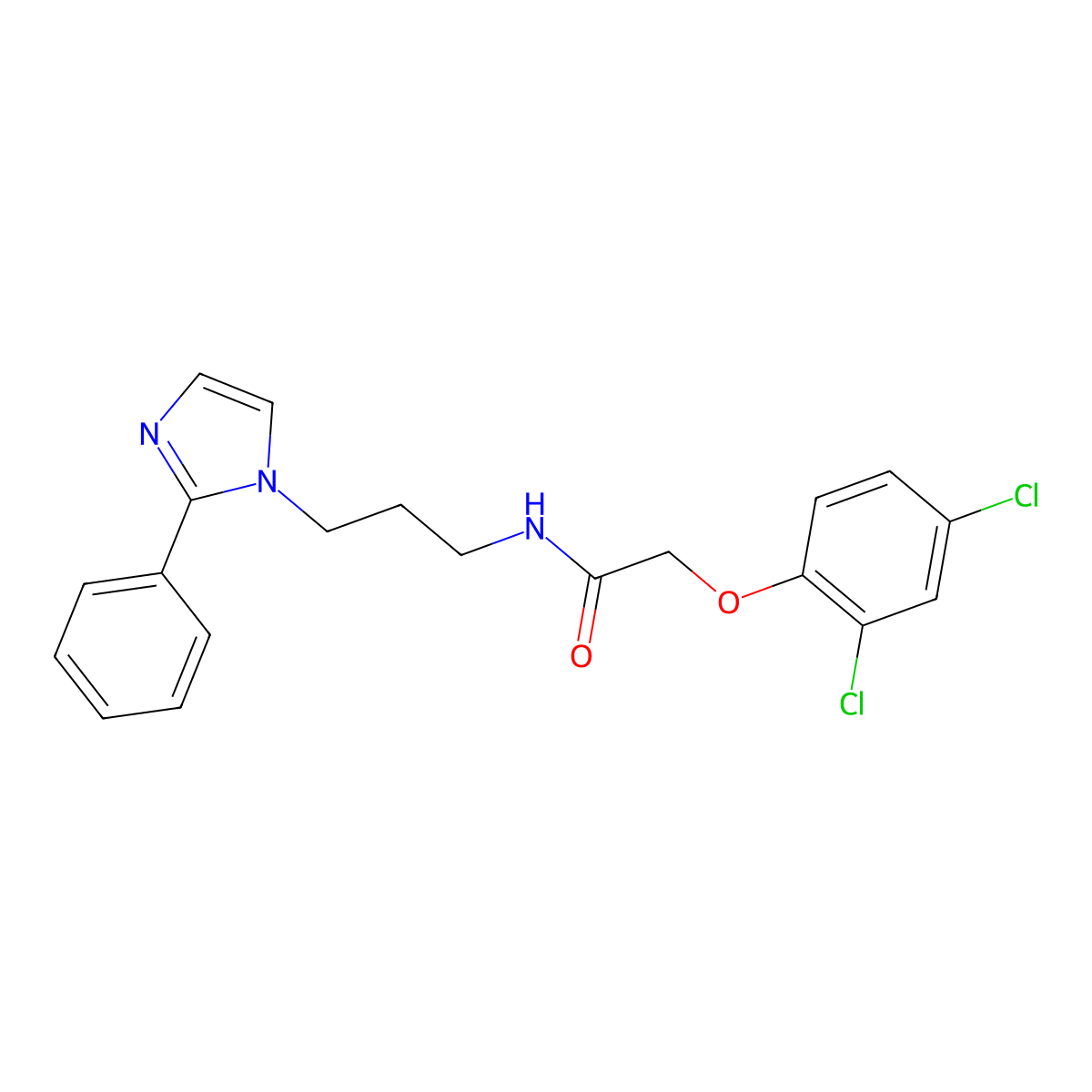 2-(2,4-dichlorophenoxy)-N-[3-(2-phenyl-1H-imidazol-1-yl)propyl]acetamide molecular structure, CAS 1421443-13-1