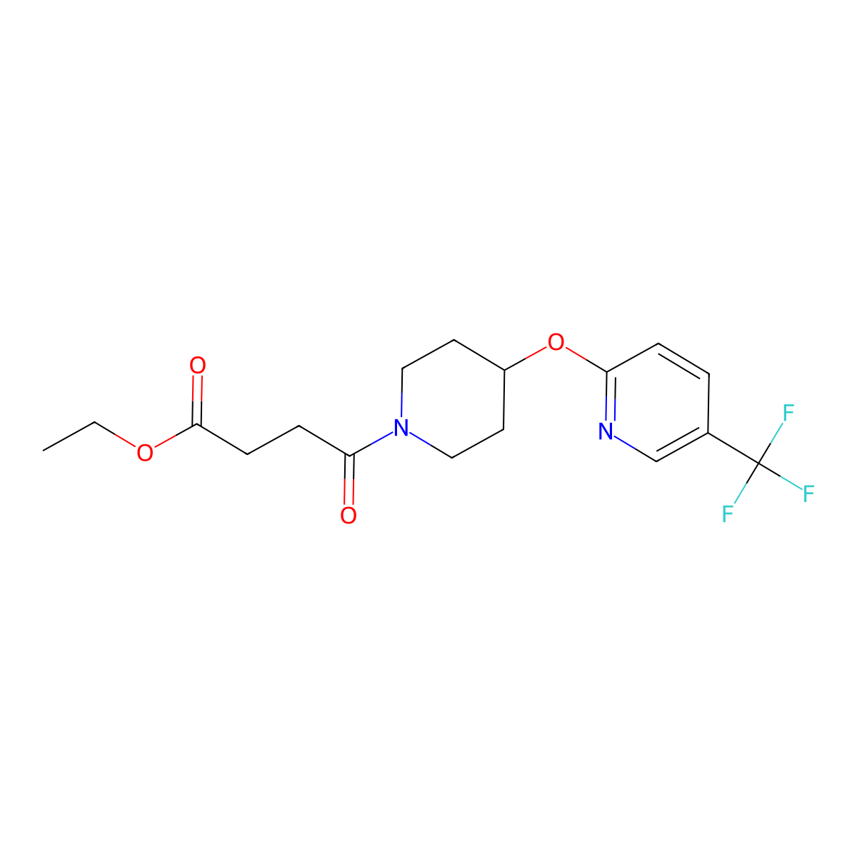 Ethyl 4-oxo-4-(4-((5-(trifluoromethyl)pyridin-2-yl)oxy)piperidin-1-yl)butanoate molecular structure, CAS 1421443-14-2
