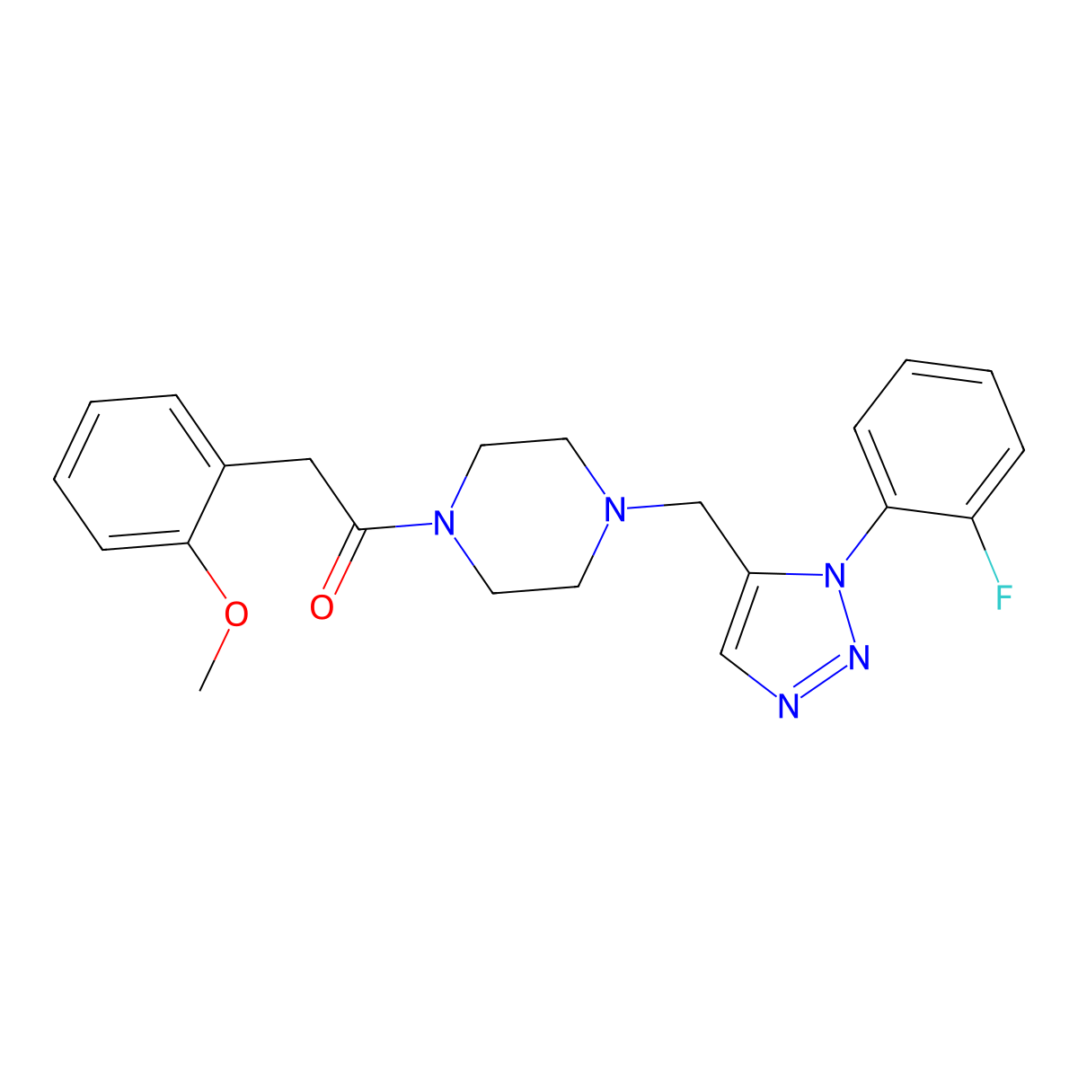 1-{[1-(2-fluorophenyl)-1H-1,2,3-triazol-5-yl]methyl}-4-[(2-methoxyphenyl)acetyl]piperazine molecular structure, CAS 1421443-28-8