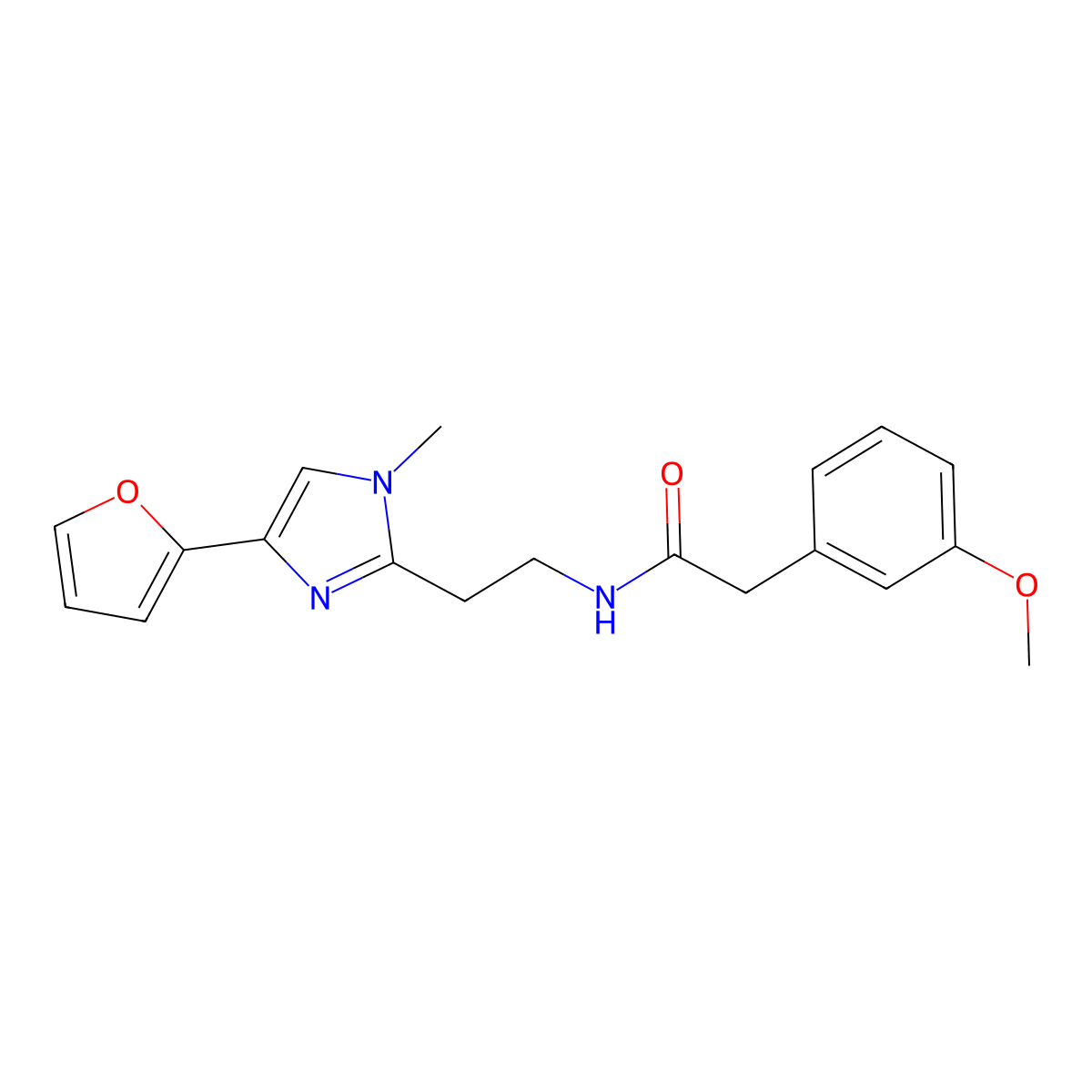 N-{2-[4-(furan-2-yl)-1-methyl-1H-imidazol-2-yl]ethyl}-2-(3-methoxyphenyl)acetamide molecular structure, CAS 1421443-29-9