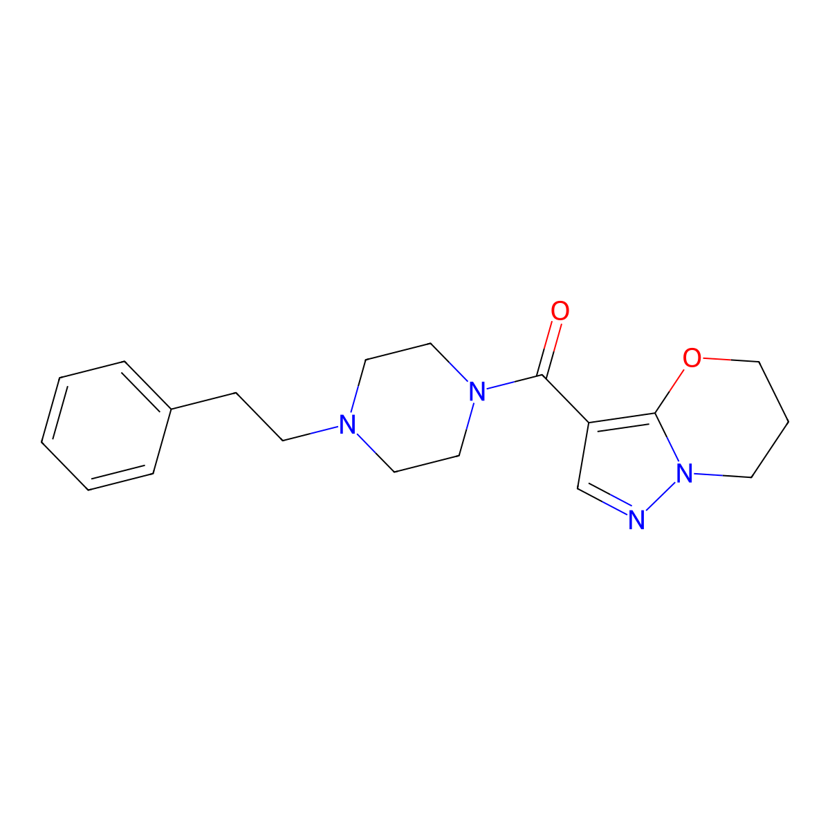 (6,7-dihydro-5H-pyrazolo[5,1-b][1,3]oxazin-3-yl)(4-phenethylpiperazin-1-yl)methanone molecular structure, CAS 1421443-34-6