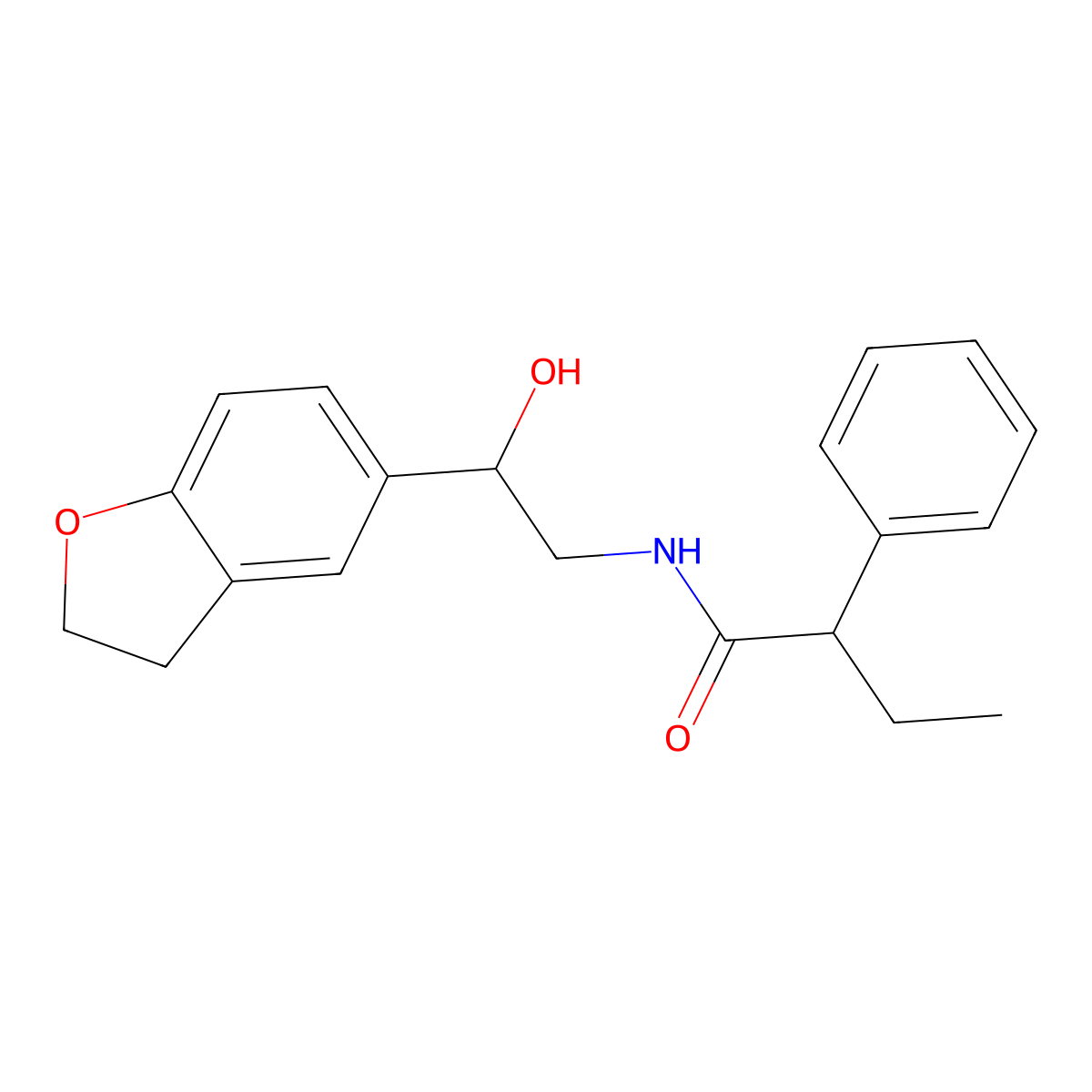 N-(2-(2,3-dihydrobenzofuran-5-yl)-2-hydroxyethyl)-2-phenylbutanamide molecular structure, CAS 1421443-46-0