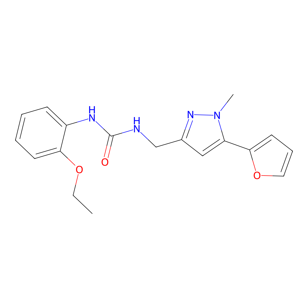 1-(2-ethoxyphenyl)-3-{[5-(furan-2-yl)-1-methyl-1H-pyrazol-3-yl]methyl}urea molecular structure, CAS 1421443-51-7
