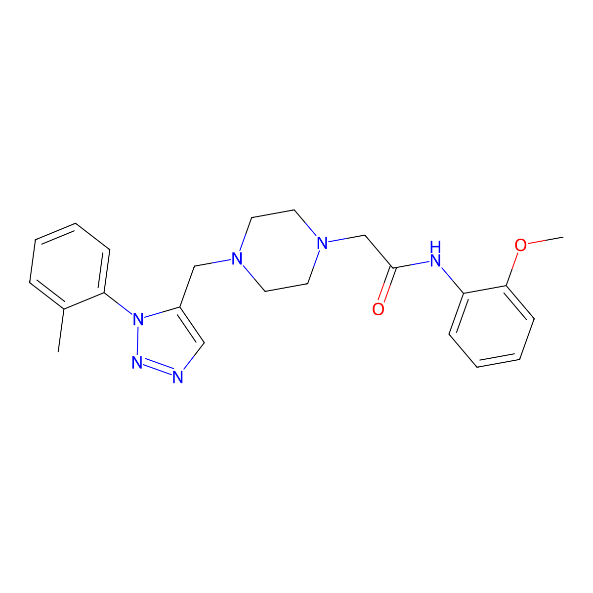 N-(2-methoxyphenyl)-2-(4-{[1-(2-methylphenyl)-1H-1,2,3-triazol-5-yl]methyl}piperazin-1-yl)acetamide molecular structure, CAS 1421443-54-0