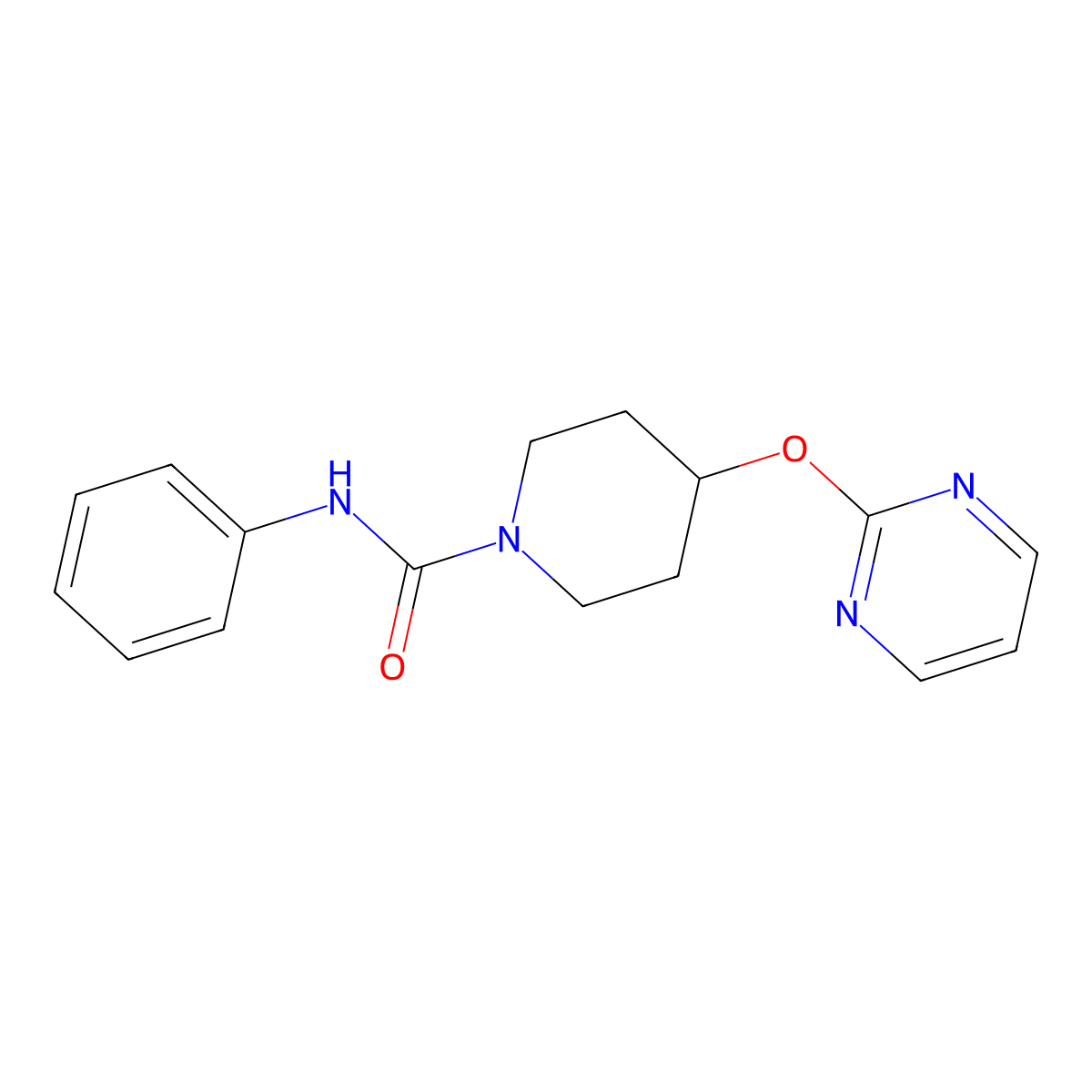 N-phenyl-4-(pyrimidin-2-yloxy)piperidine-1-carboxamide molecular structure, CAS 1421443-56-2