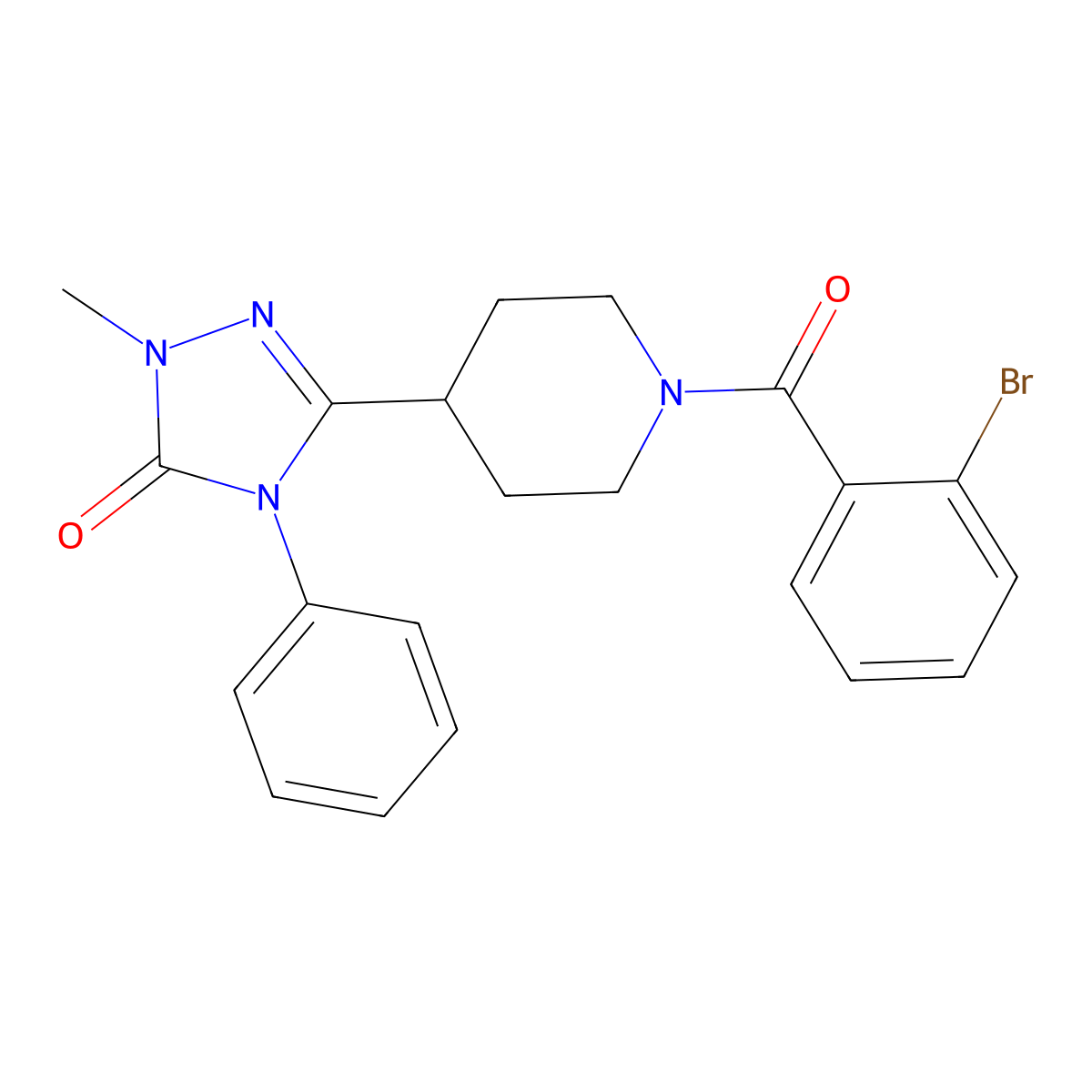 3-(1-(2-bromobenzoyl)piperidin-4-yl)-1-methyl-4-phenyl-1H-1,2,4-triazol-5(4H)-one molecular structure, CAS 1421443-58-4