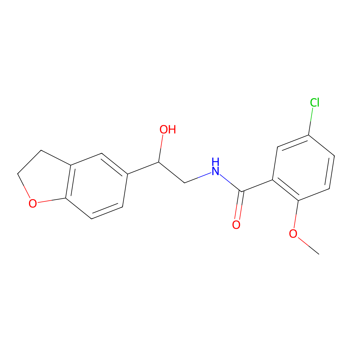 5-chloro-N-(2-(2,3-dihydrobenzofuran-5-yl)-2-hydroxyethyl)-2-methoxybenzamide molecular structure, CAS 1421443-65-3