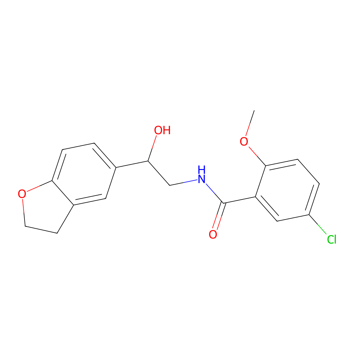 5-chloro-N-(2-(2,3-dihydrobenzofuran-5-yl)-2-hydroxyethyl)-2-methoxybenzamide molecular structure, CAS 1421443-65-3