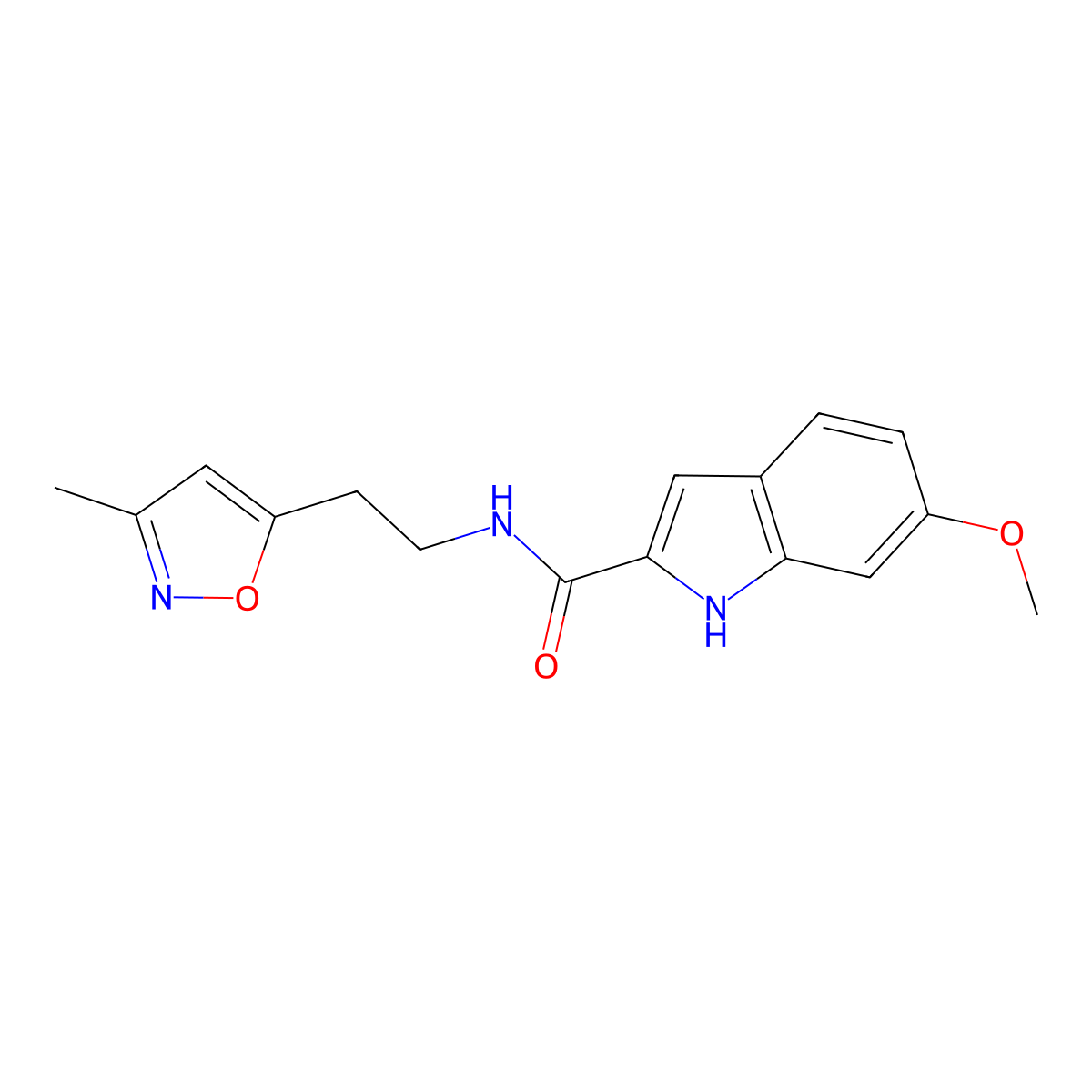6-methoxy-N-(2-(3-methylisoxazol-5-yl)ethyl)-1H-indole-2-carboxamide molecular structure, CAS 1421443-68-6