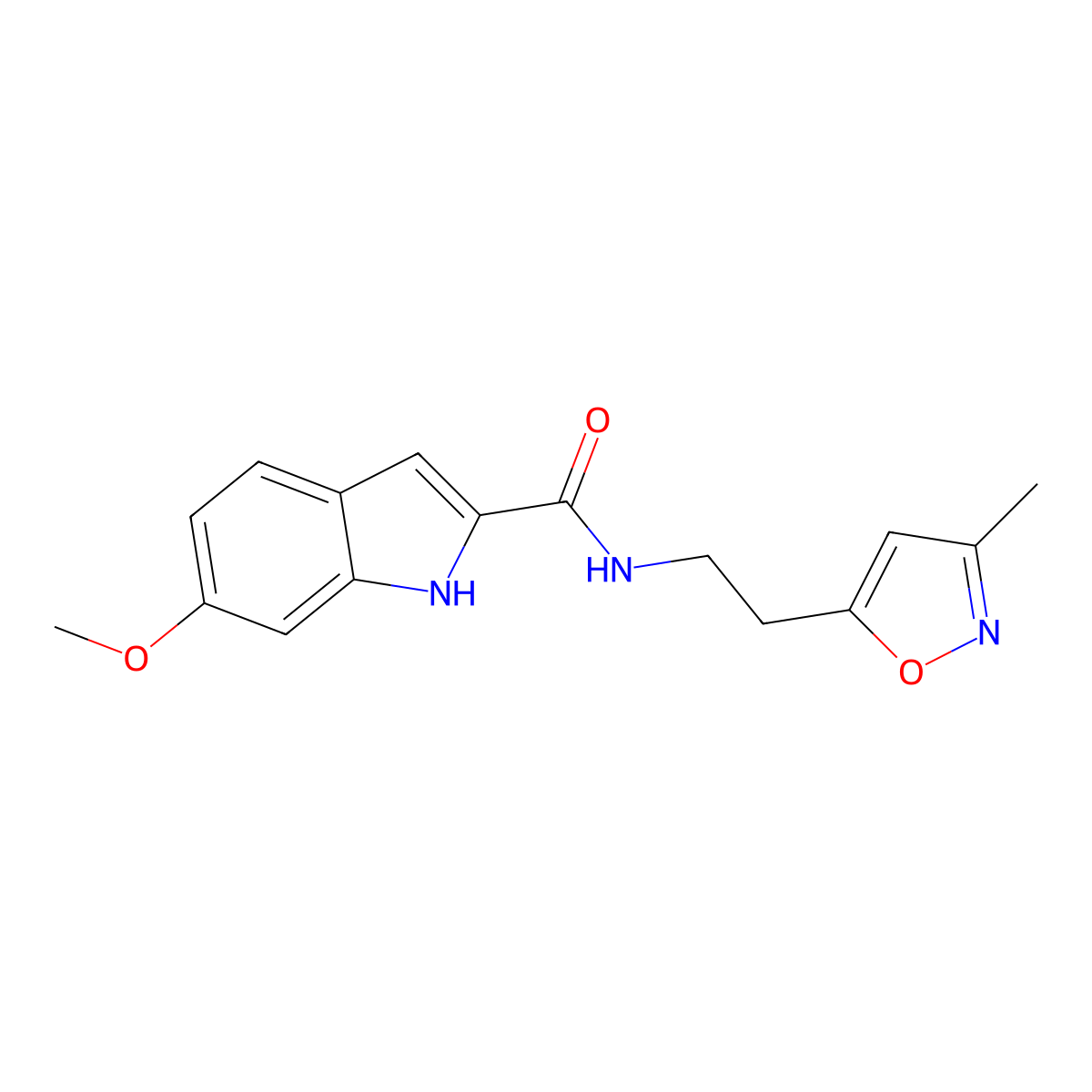 6-methoxy-N-(2-(3-methylisoxazol-5-yl)ethyl)-1H-indole-2-carboxamide molecular structure, CAS 1421443-68-6