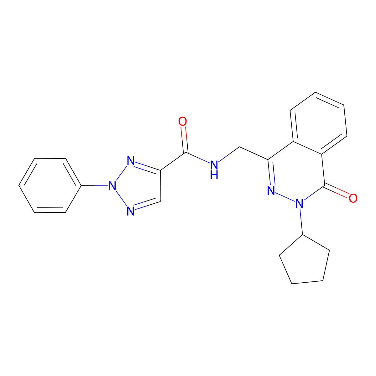 N-((3-cyclopentyl-4-oxo-3,4-dihydrophthalazin-1-yl)methyl)-2-phenyl-2H-1,2,3-triazole-4-carboxamide molecular structure, CAS 1421443-71-1