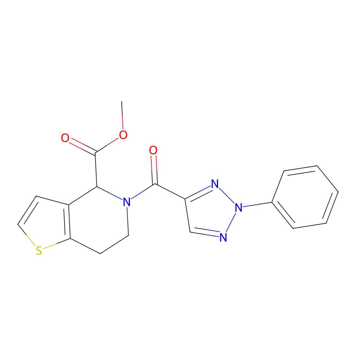 methyl 5-(2-phenyl-2H-1,2,3-triazole-4-carbonyl)-4,5,6,7-tetrahydrothieno[3,2-c]pyridine-4-carboxylate molecular structure, CAS 1421443-72-2