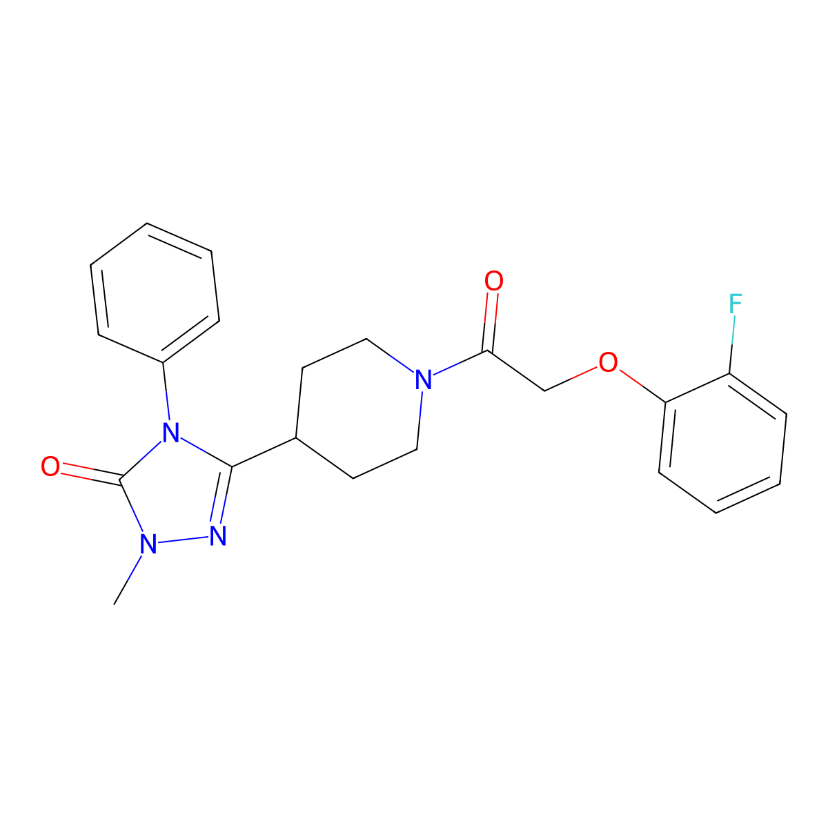 3-(1-(2-(2-fluorophenoxy)acetyl)piperidin-4-yl)-1-methyl-4-phenyl-1H-1,2,4-triazol-5(4H)-one molecular structure, CAS 1421443-78-8
