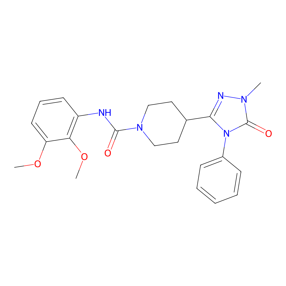 N-(2,3-dimethoxyphenyl)-4-(1-methyl-5-oxo-4-phenyl-4,5-dihydro-1H-1,2,4-triazol-3-yl)piperidine-1-carboxamide molecular structure, CAS 1421443-85-7