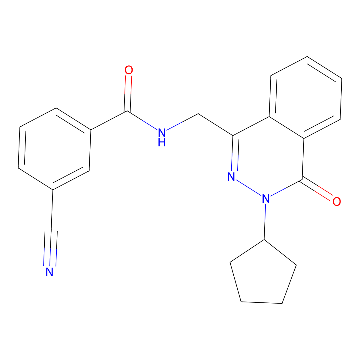 3-cyano-N-((3-cyclopentyl-4-oxo-3,4-dihydrophthalazin-1-yl)methyl)benzamide molecular structure, CAS 1421443-87-9