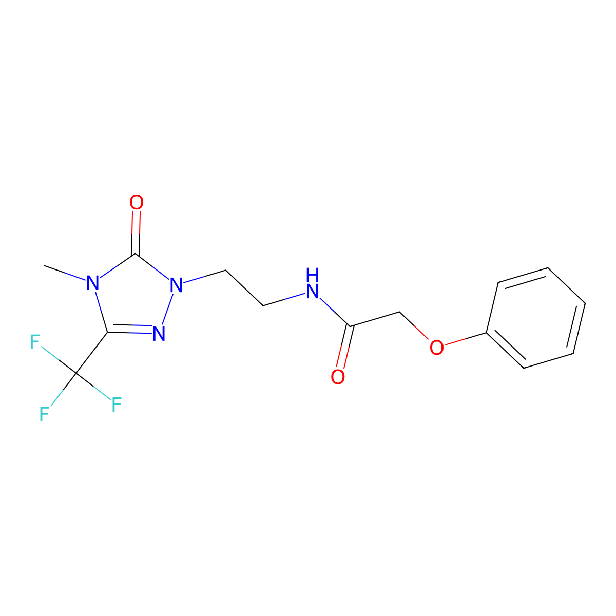 N-{2-[4-methyl-5-oxo-3-(trifluoromethyl)-4,5-dihydro-1H-1,2,4-triazol-1-yl]ethyl}-2-phenoxyacetamide molecular structure, CAS 1421443-95-9