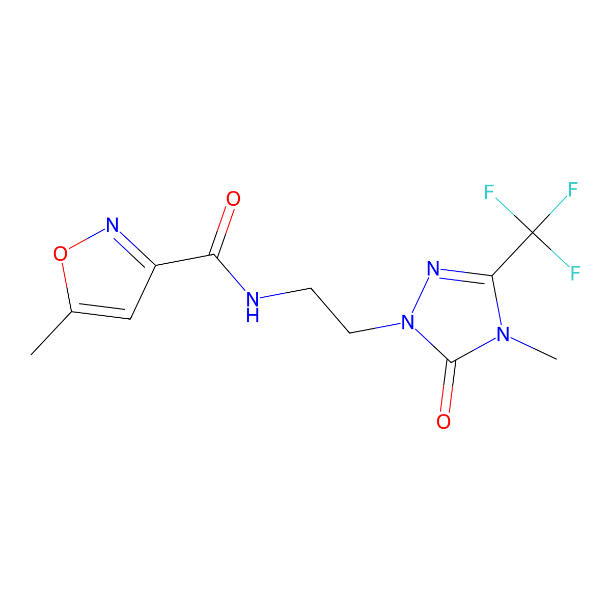 5-methyl-N-(2-(4-methyl-5-oxo-3-(trifluoromethyl)-4,5-dihydro-1H-1,2,4-triazol-1-yl)ethyl)isoxazole-3-carboxamide molecular structure, CAS 1421444-03-2