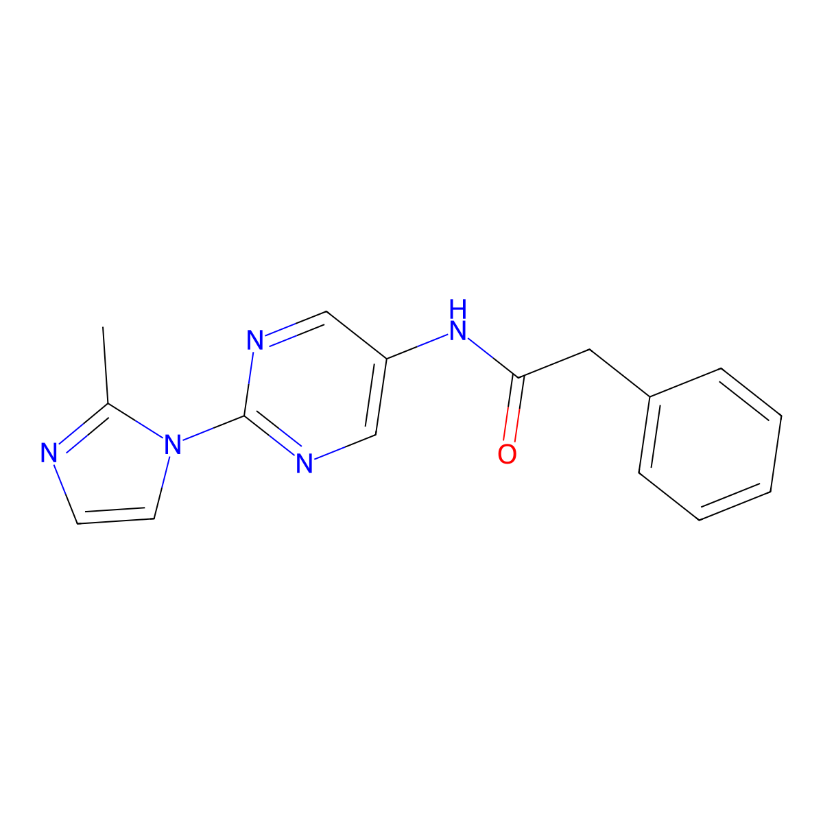 N-(2-(2-methyl-1H-imidazol-1-yl)pyrimidin-5-yl)-2-phenylacetamide molecular structure, CAS 1421444-06-5