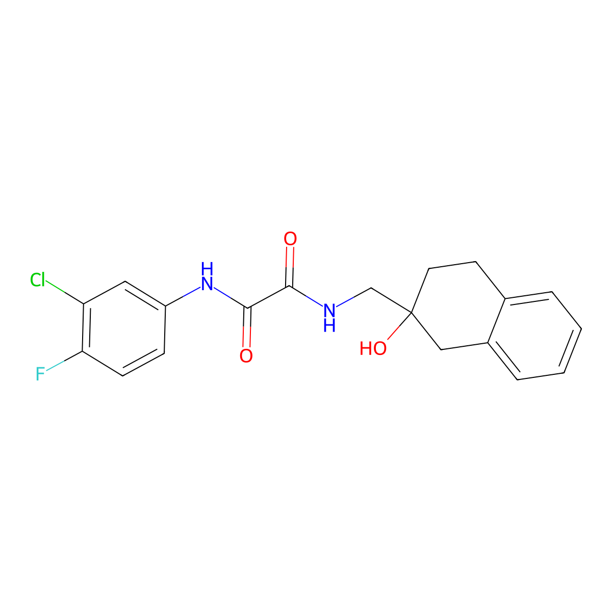 N1-(3-chloro-4-fluorophenyl)-N2-((2-hydroxy-1,2,3,4-tetrahydronaphthalen-2-yl)methyl)oxalamide molecular structure, CAS 1421444-11-2