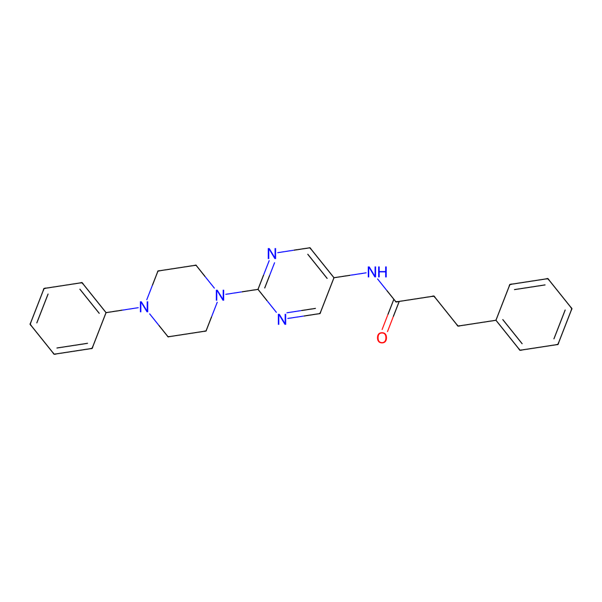 3-phenyl-N-(2-(4-phenylpiperazin-1-yl)pyrimidin-5-yl)propanamide molecular structure, CAS 1421444-26-9