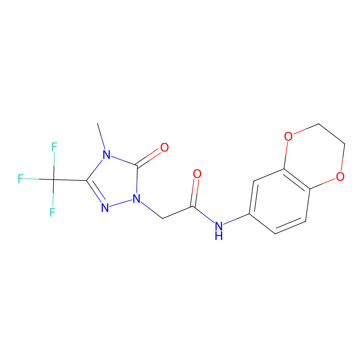 N-(2,3-dihydrobenzo[b][1,4]dioxin-6-yl)-2-(4-methyl-5-oxo-3-(trifluoromethyl)-4,5-dihydro-1H-1,2,4-triazol-1-yl)acetamide molecular structure, CAS 1421444-47-4