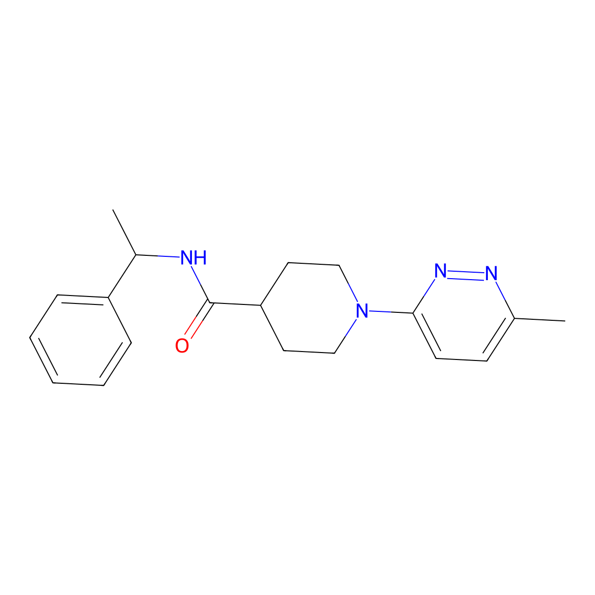 1-(6-methylpyridazin-3-yl)-N-(1-phenylethyl)piperidine-4-carboxamide molecular structure, CAS 1421444-51-0