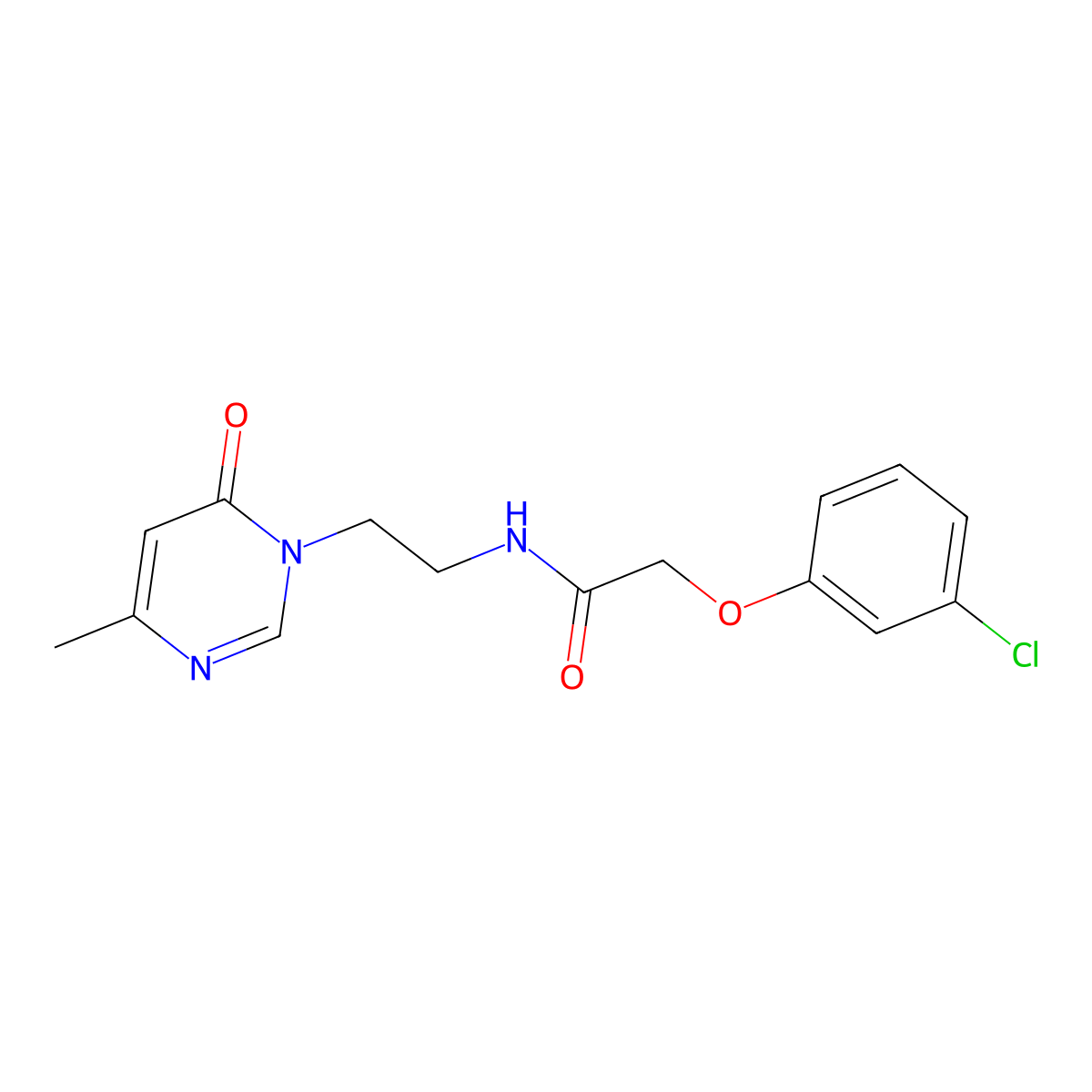 2-(3-chlorophenoxy)-N-(2-(4-methyl-6-oxopyrimidin-1(6H)-yl)ethyl)acetamide molecular structure, CAS 1421444-58-7