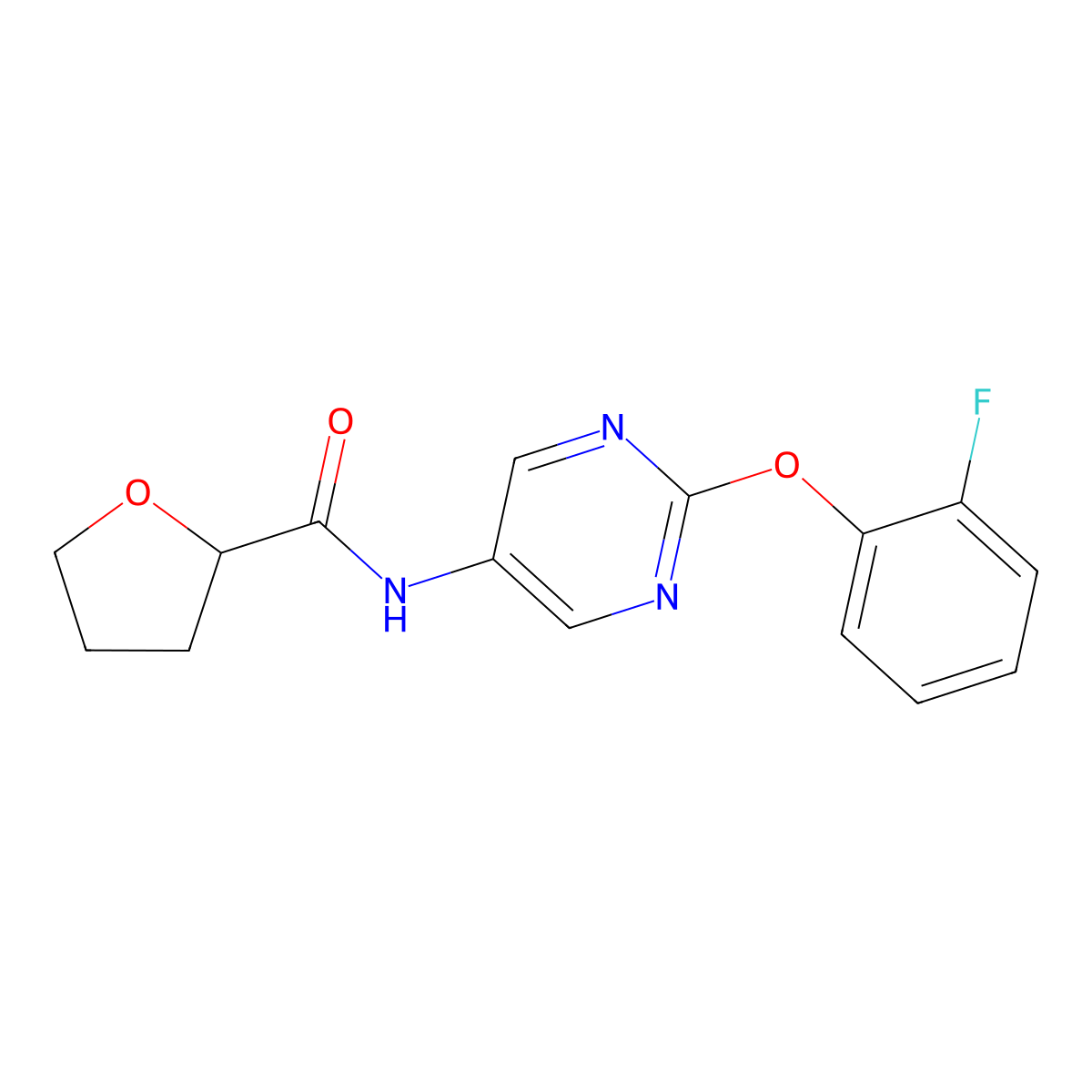 N-(2-(2-fluorophenoxy)pyrimidin-5-yl)tetrahydrofuran-2-carboxamide molecular structure, CAS 1421444-59-8