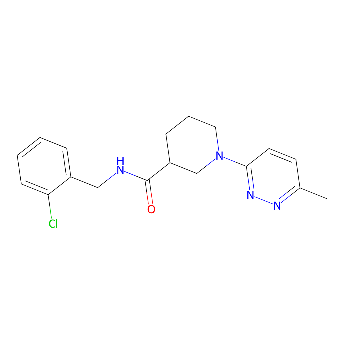 N-(2-chlorobenzyl)-1-(6-methylpyridazin-3-yl)piperidine-3-carboxamide molecular structure, CAS 1421444-62-3