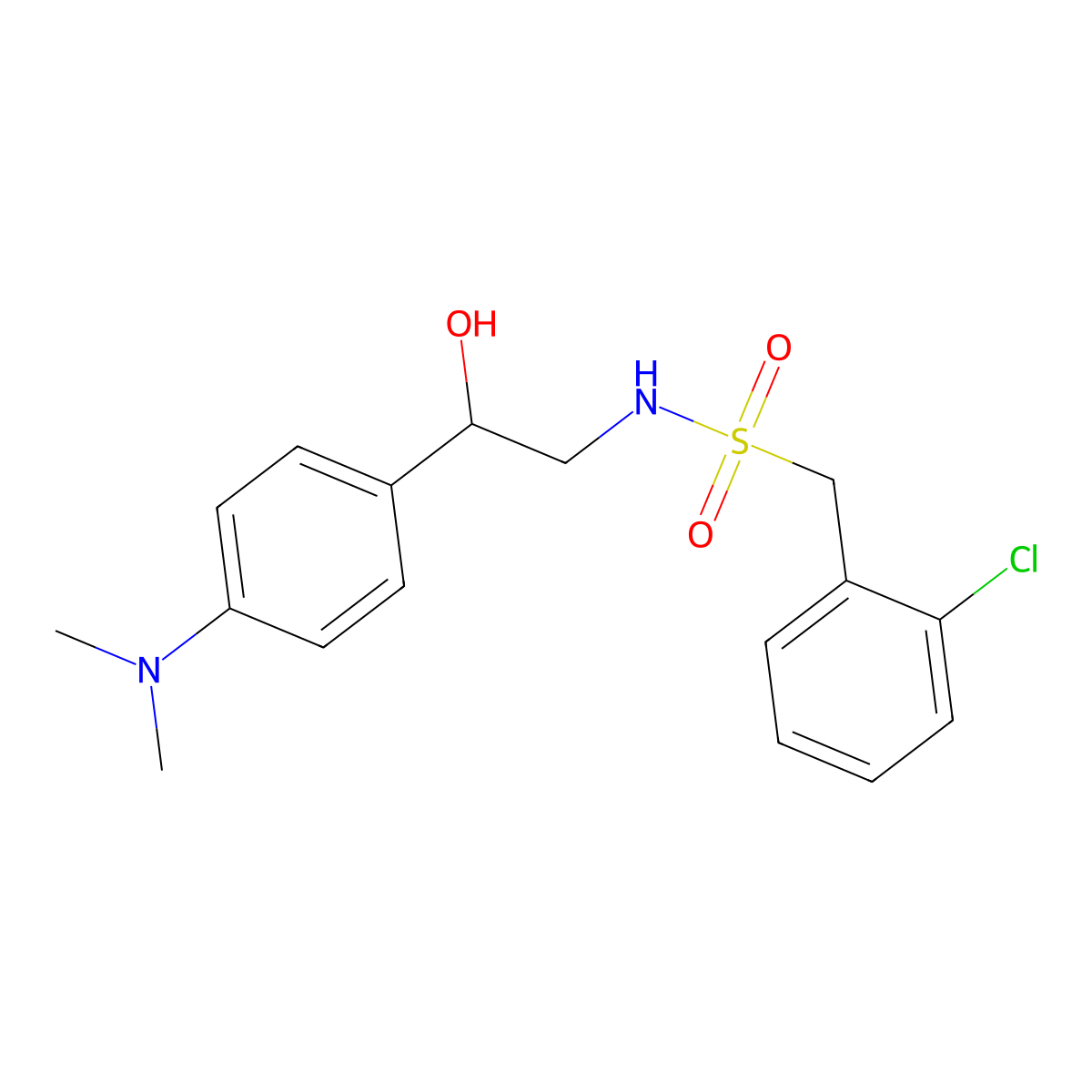 1-(2-Chlorophenyl)-N-{2-[4-(dimethylamino)phenyl]-2-hydroxyethyl}methanesulfonamide molecular structure, CAS 1421444-67-8